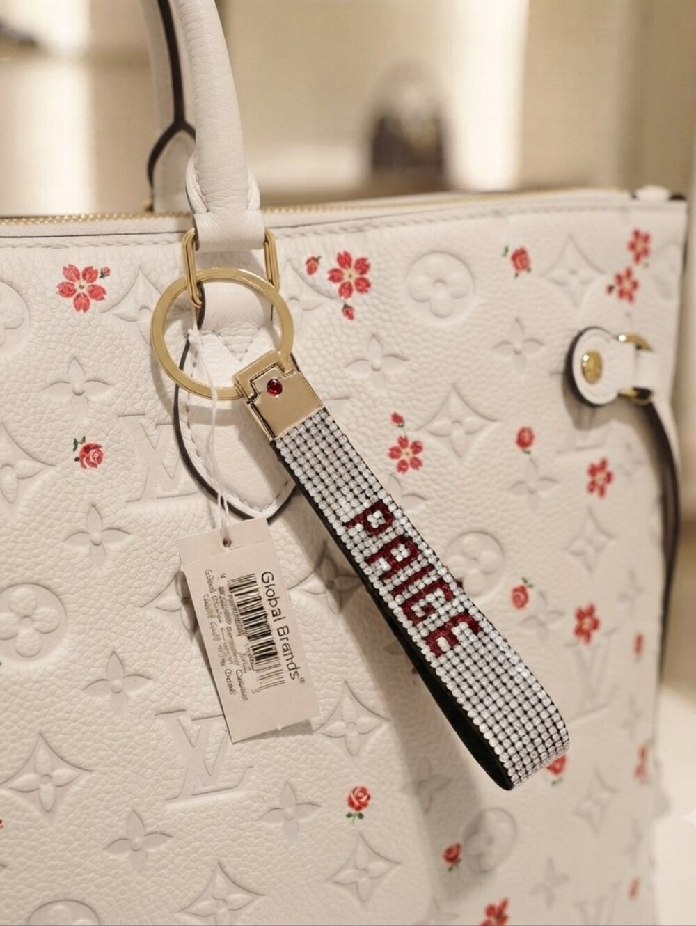 PAIGE Rhinestone Keychain Fob Bag Charm Bling Accessory NWT